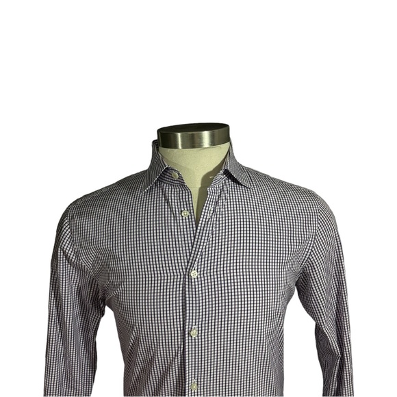 Armani Collezioni Other - Armani Collezioni Slim Fit Italy Purple White Gingham Button-Up Shirt Sz 39 15.5